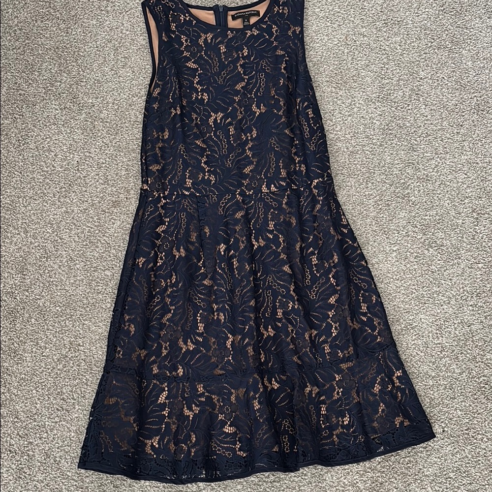 Banana Republic Cream and Blue A-line Midi Dress